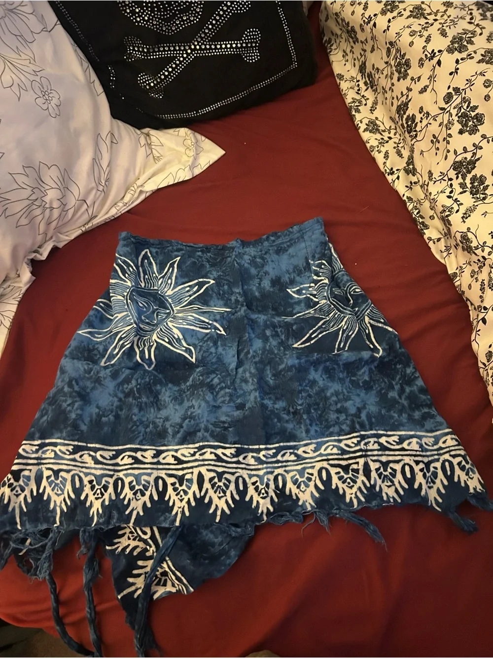 Blue Sun-Print Tie-Dye Beach Cover-Up